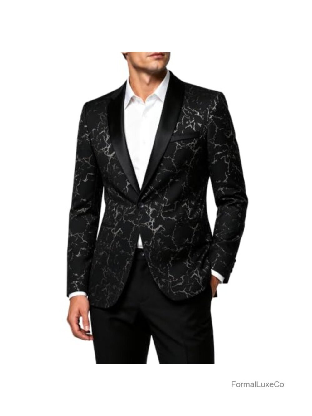 Men's 2 Piece Tuxedo Suit Set Shawl Lapel Jacquard Polyester Formal